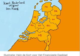Tekening kaart van Nederland zonder Groningen