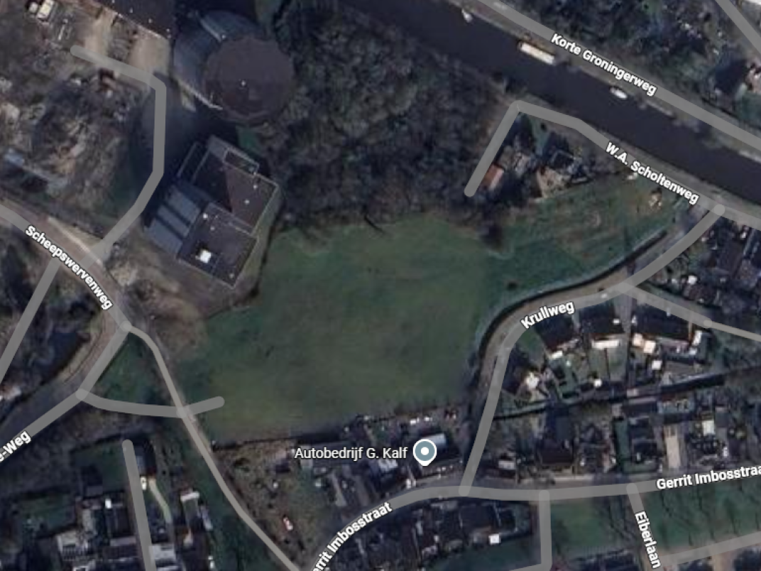 Kaart met aanduiding van het plangebied Equihabitat en AVEBE-terrein, inclusief mogelijke fietsontsluitingen via Kerkepad en langs het water richting Kolham/Groningen en Hoogezand.