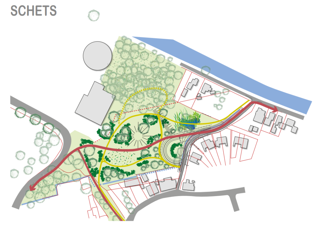 Kaart met de schets van de verbindingszone Foxhol deel 1 dorpspark