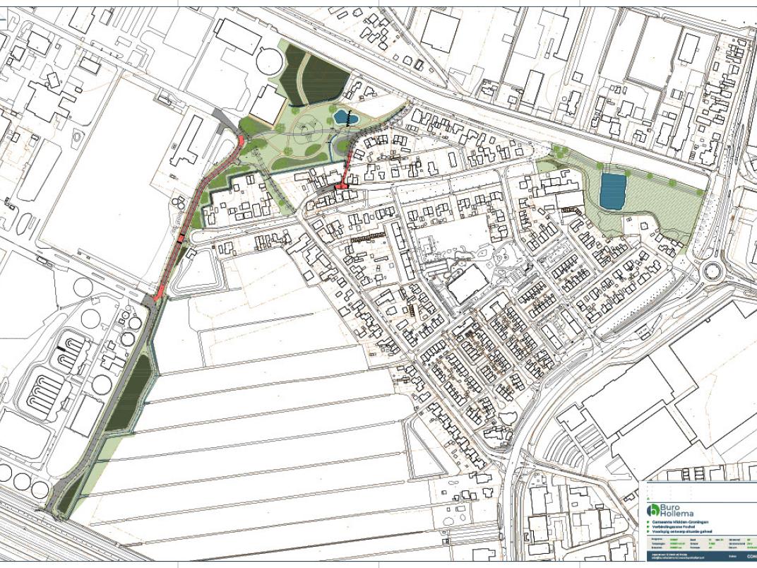 Door Buro Hollema is een Voorlopig Ontwerp (V.O.) gemaakt voor de verbindingszone en het dorpspark. Dit is het totaaloverzicht.
